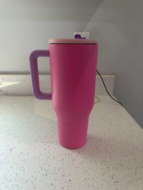 HydroJug Pink Travel Tumbler with Lavender Handle